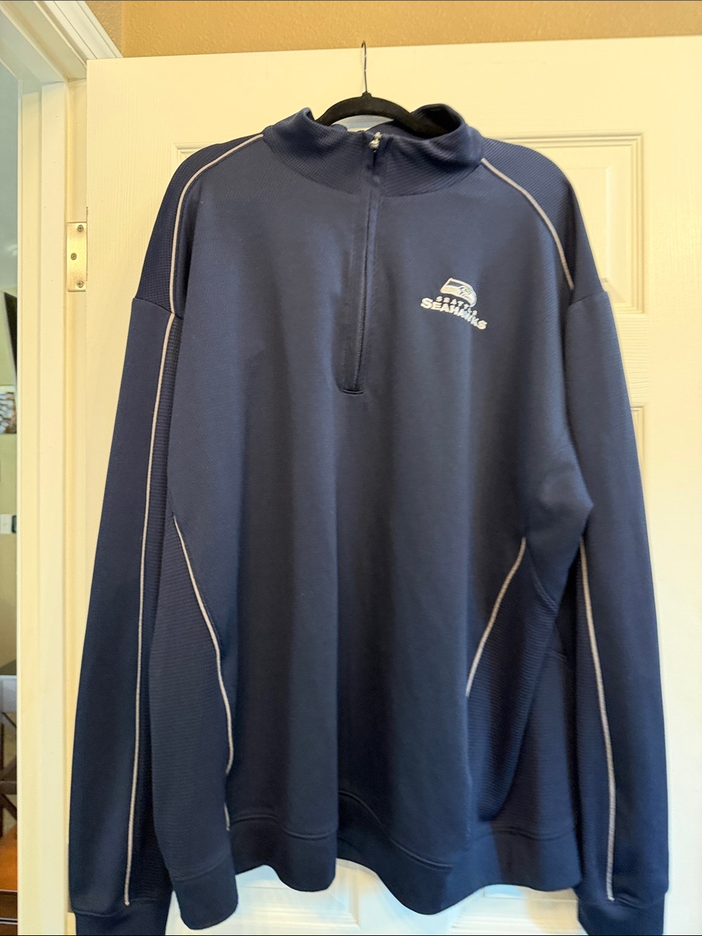 Cutter & Buck Navy Seattle Seahawks Quarter-Zip Pullover